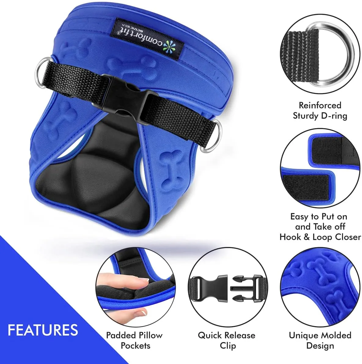 Comfort fit All Weather Step-in Dog Harness - Adjustable Small Dog Harness Medium Sized Dogs - Soft Padded Easy Walk Dog Vest Harnesses
