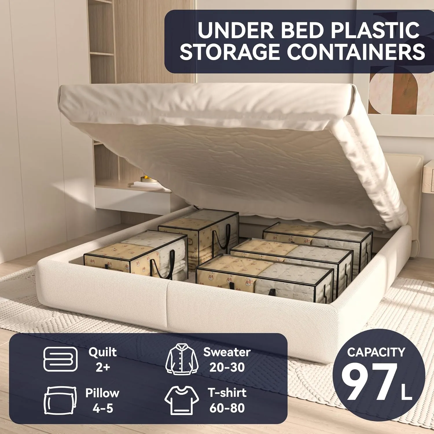 CONGREGATE 97L Moving,2 pack extra large moving bags with zippers，bagsmoving bags heavy duty，,closet storage,Storage Containers for Organizing Bedroom,Closet, Clothing,storage totes with lids