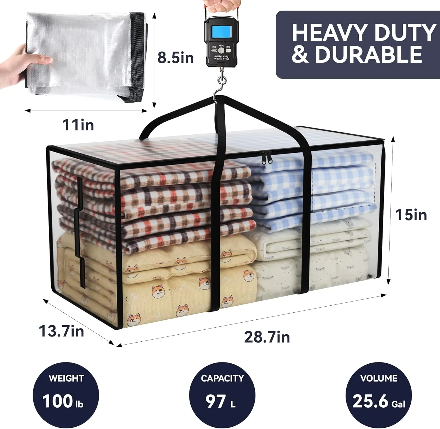 CONGREGATE 97L Moving,2 pack extra large moving bags with zippers，bagsmoving bags heavy duty，,closet storage,Storage Containers for Organizing Bedroom,Closet, Clothing,storage totes with lids