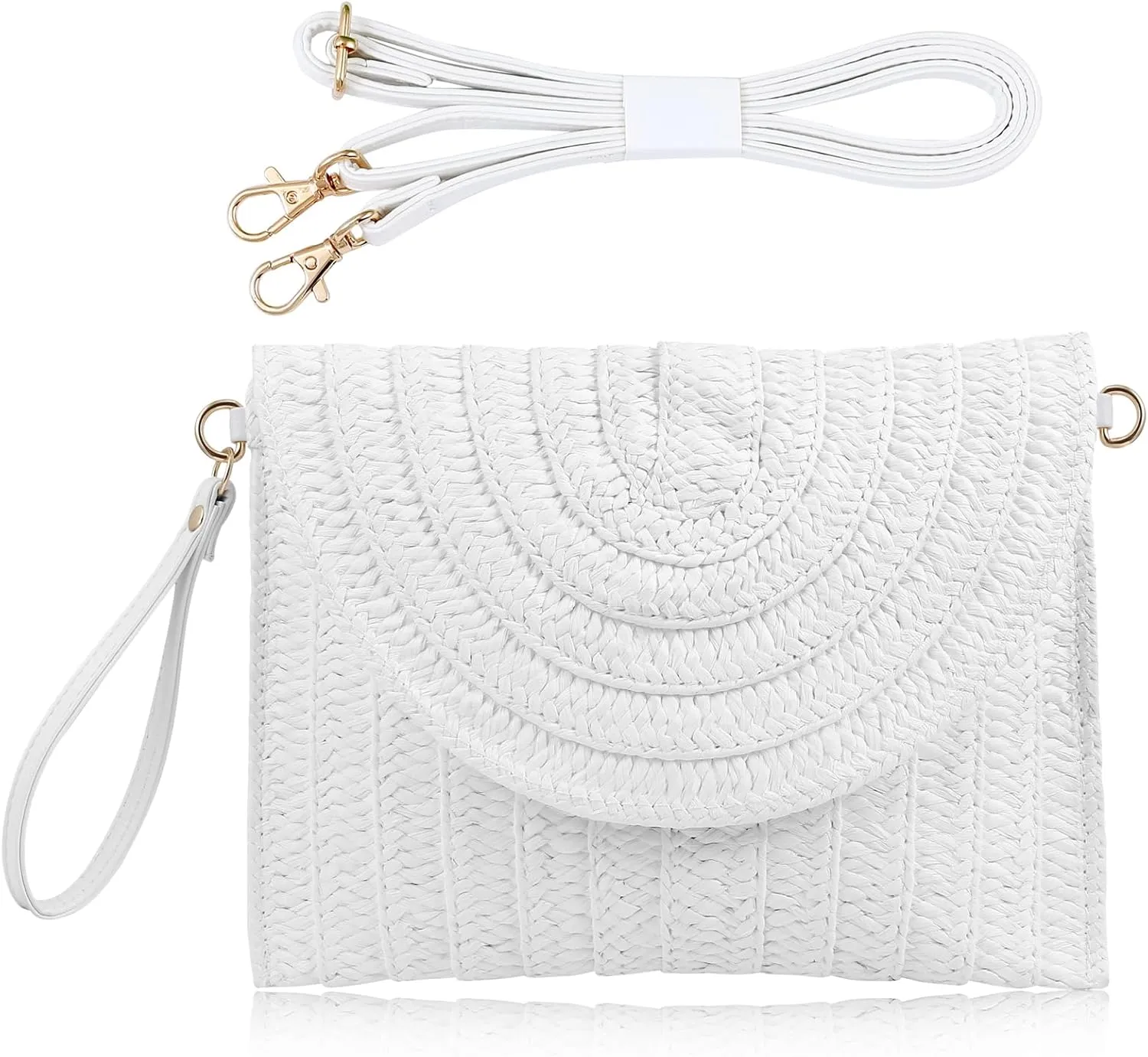 COOKOOKY Straw Clutch Handbag Summer Beach Straw Purse for Women woven Envelope Bag