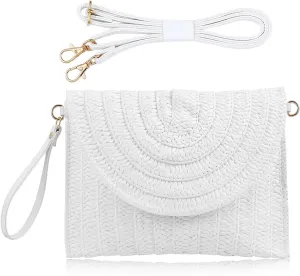 COOKOOKY Straw Clutch Handbag Summer Beach Straw Purse for Women woven Envelope Bag