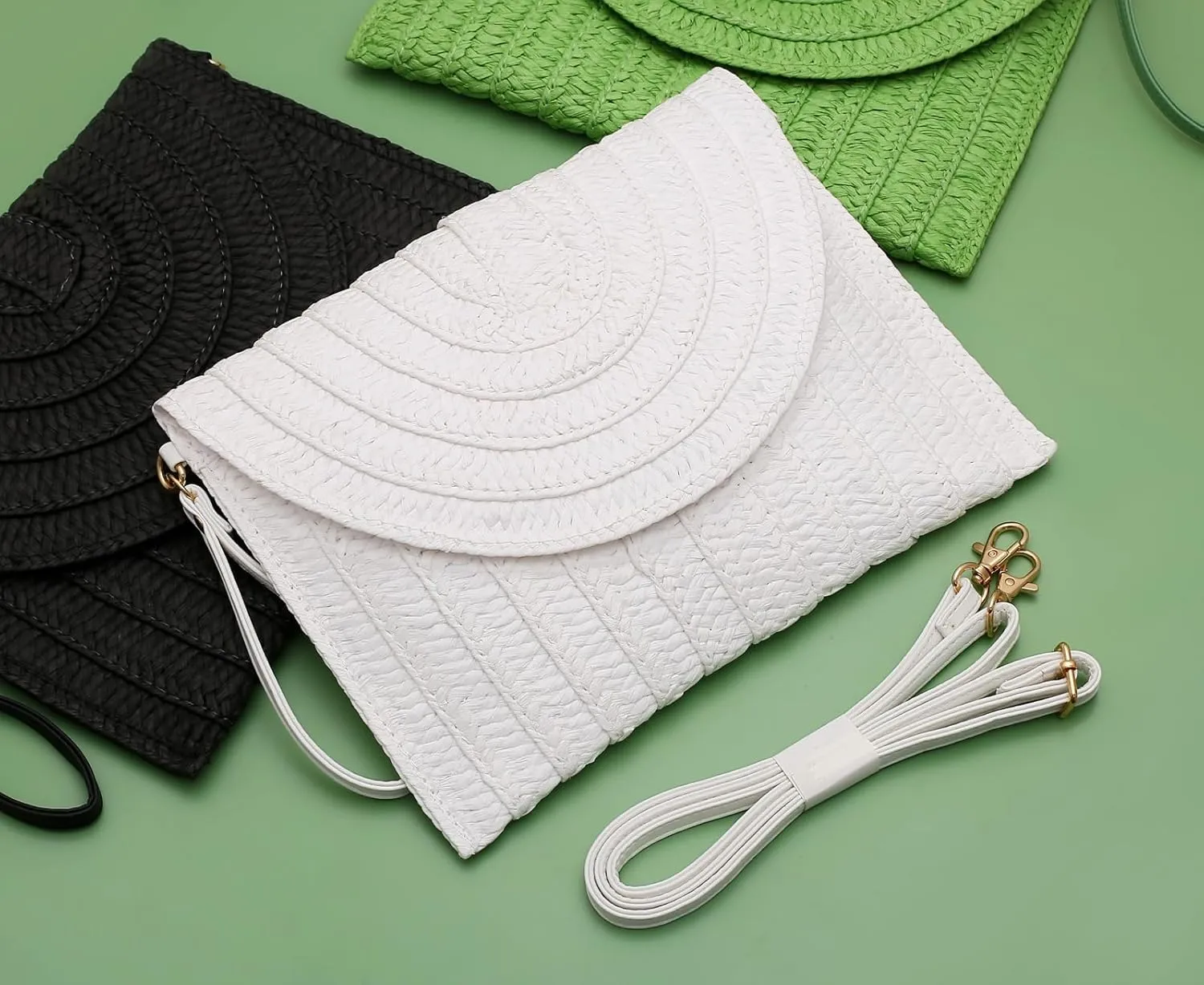 COOKOOKY Straw Clutch Handbag Summer Beach Straw Purse for Women woven Envelope Bag
