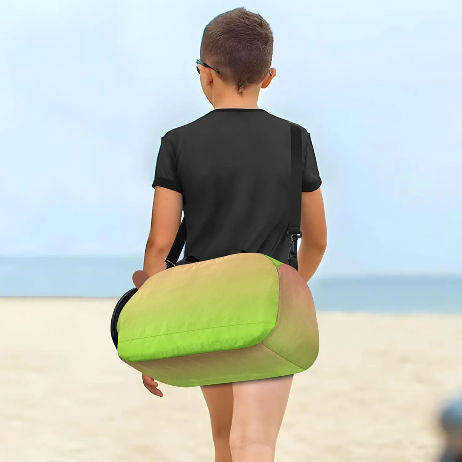 Coral Pink Bright Green Gradient Girls Tote Duffle Bags Travel Overnight Bags Toddler Carry on Duffel Bag Boy Kids Dance Duffle