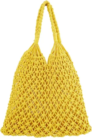 Cotton Rope Travel Beach Fishing Net Handbag Shopping Woven Shoulder Bag for Women