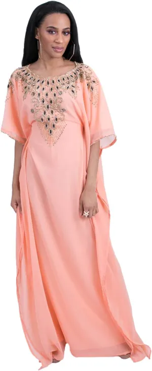 Covered Bliss Aceil Kaftan for Women -3/4 Sleeve Maxi Dress, Elegent Luxury Party Wear