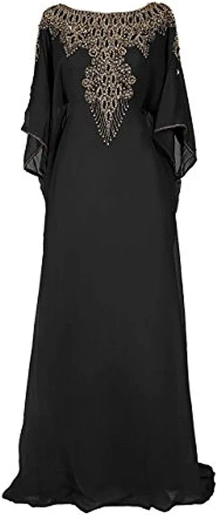 Covered Bliss Aceil Kaftan for Women -3/4 Sleeve Maxi Dress, Elegent Luxury Party Wear