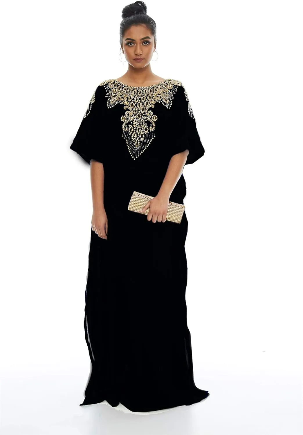 Covered Bliss Aceil Kaftan for Women -3/4 Sleeve Maxi Dress, Elegent Luxury Party Wear