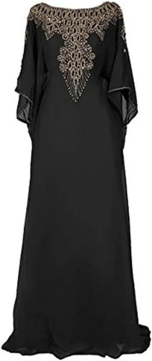 Covered Bliss Aceil Kaftan for Women -3/4 Sleeve Maxi Dress, Elegent Luxury Party Wear