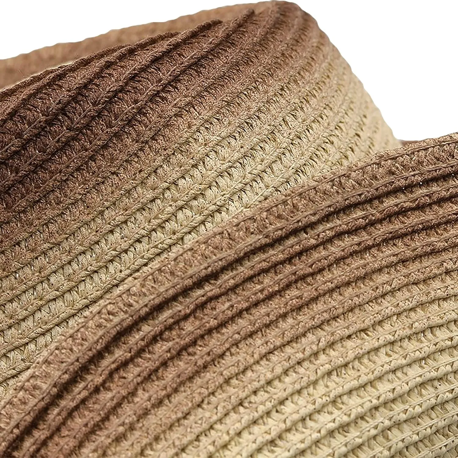 Cowboy Straw Hat Men Women Wide Brim Fedora Panama Bucket Hat UV Protection Vacation Cap Foldable Beach Western Cap