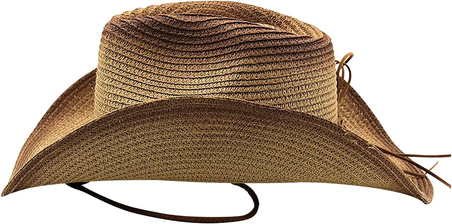 Cowboy Straw Hat Men Women Wide Brim Fedora Panama Bucket Hat UV Protection Vacation Cap Foldable Beach Western Cap