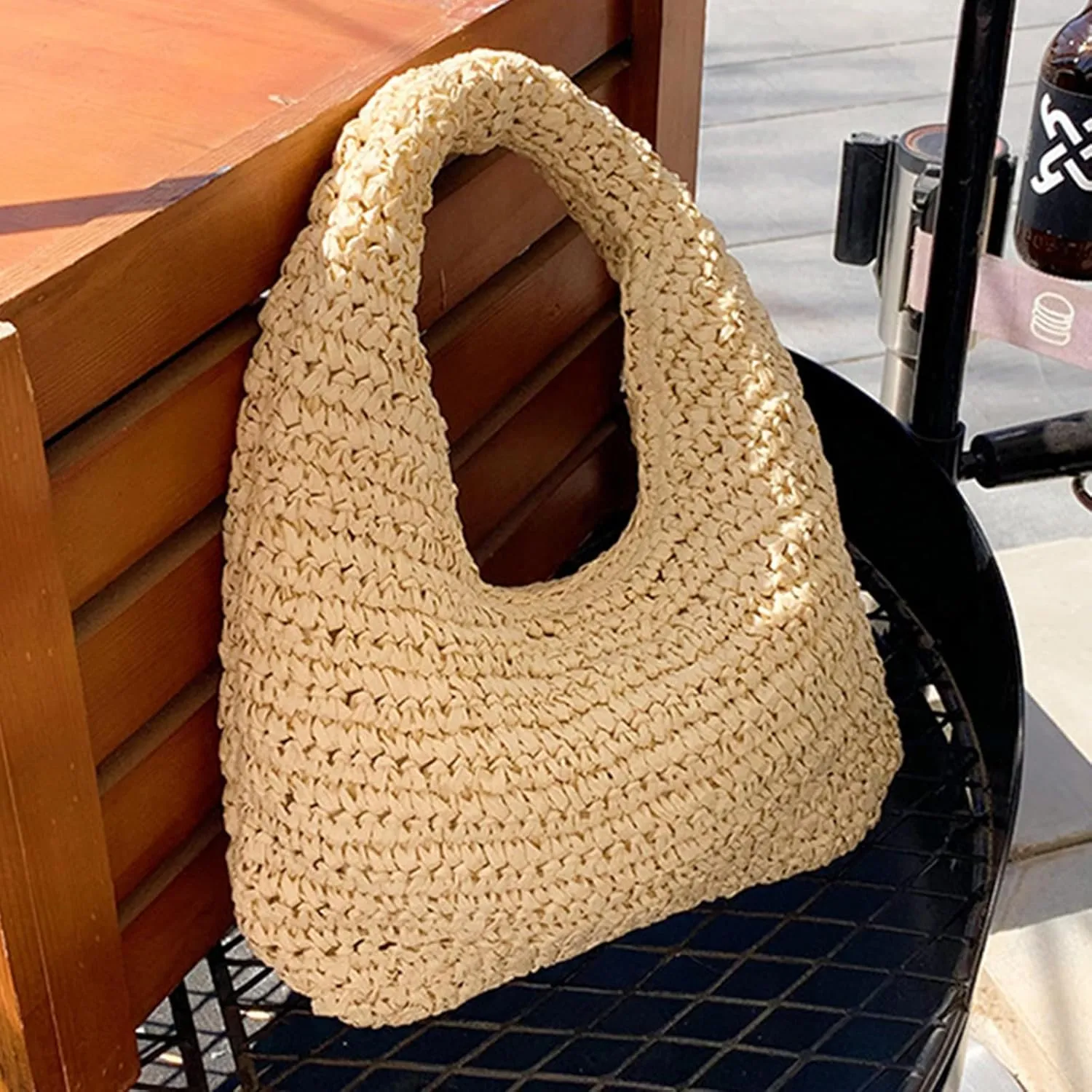 Crescent Straw Shoulder Handbag for Women Summer Beach Tote Raffia Woven Purse Hobo Underarm Bag 2025