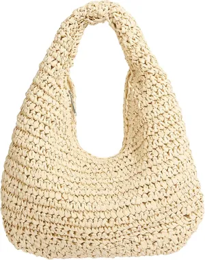 Crescent Straw Shoulder Handbag for Women Summer Beach Tote Raffia Woven Purse Hobo Underarm Bag 2025