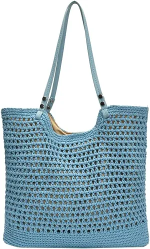 Crochet Mesh Boho Bag Straw Cross Body Purses Women Knit Woven Shoulder Tote Hobo Bags Summer Beach Handbag 2025