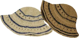 Crochet Womens Straw Sun Hat, Foldable Summer Beach Sun Hats, Wide Brim Bucket Hat for Women