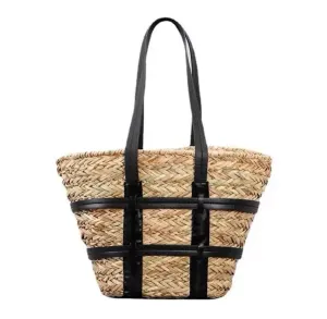 CROSS STITCH STRAW BAG