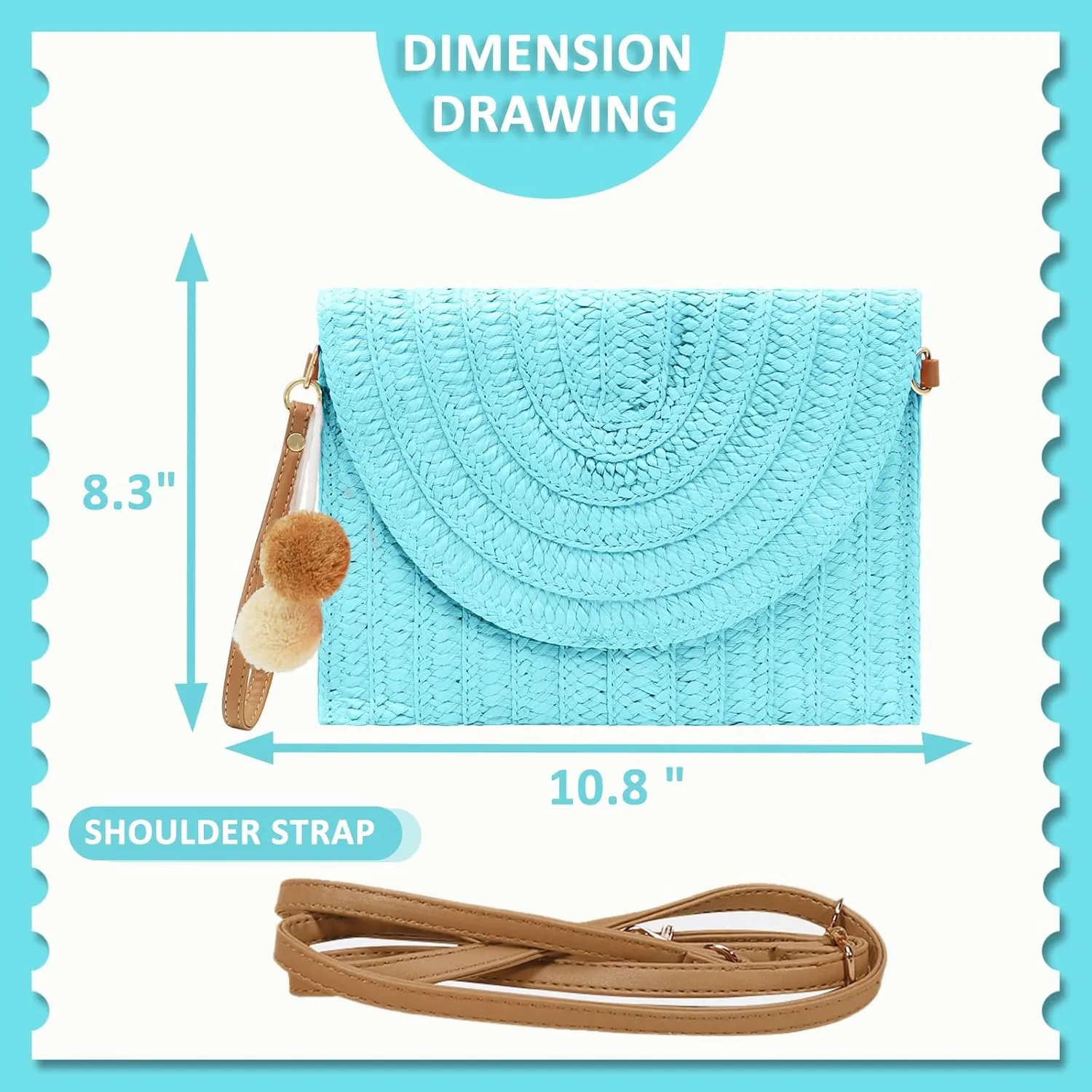 Crossbody Bags for Women, Straw Clutch Purses, Bohemian Handmade Woven Envelope Package