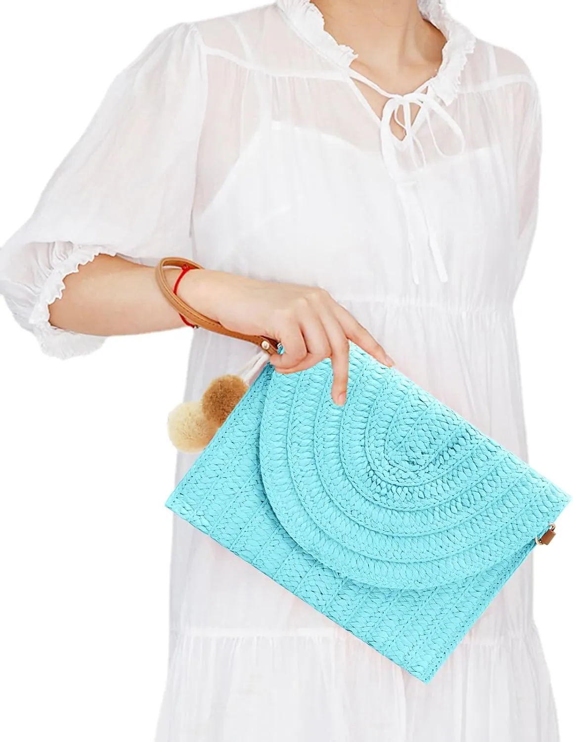 Crossbody Bags for Women, Straw Clutch Purses, Bohemian Handmade Woven Envelope Package