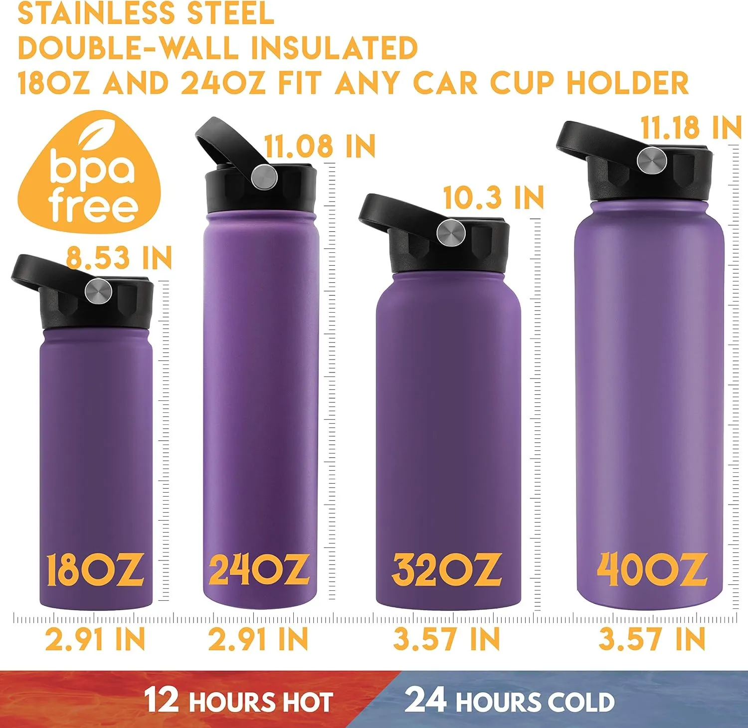 Custom Water Bottle w Straw Lid & Handle | 24 oz - Red | Personalized Double-Wall Vacuum-Insulated Sports Water Bottle w Name, Text | Laser Engraved Water Bottle