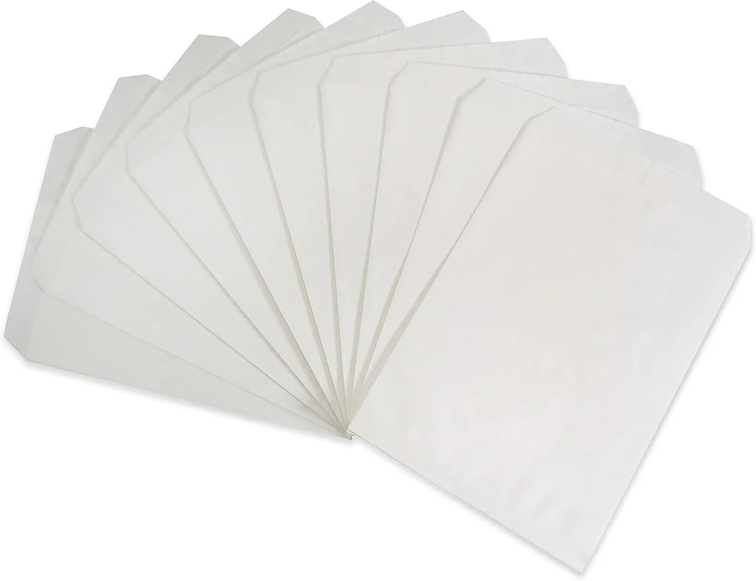 CuteBox 300pc White Flat Paper Gift Bags (5" x 7") for Merchandise, Crafts, Party Favors, Retail, Handmade Goods, Arts and Crafts, Outdoor Events, Holidays, Weddings