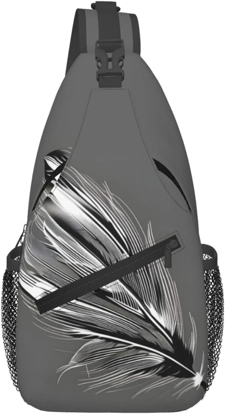 Dancing Feather Print Sling Bag For Women Men Fashion One Shoulder Crossbody Bag Travel Fanny Pack Cross Body Bags