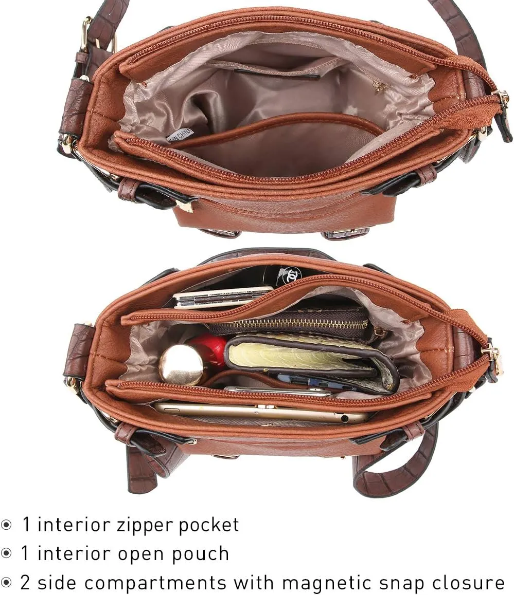 Dasein Women Lightweight Crossbody Bags Soft Vegan Leather Messenger Bag Shoulder Bag Travel Purse