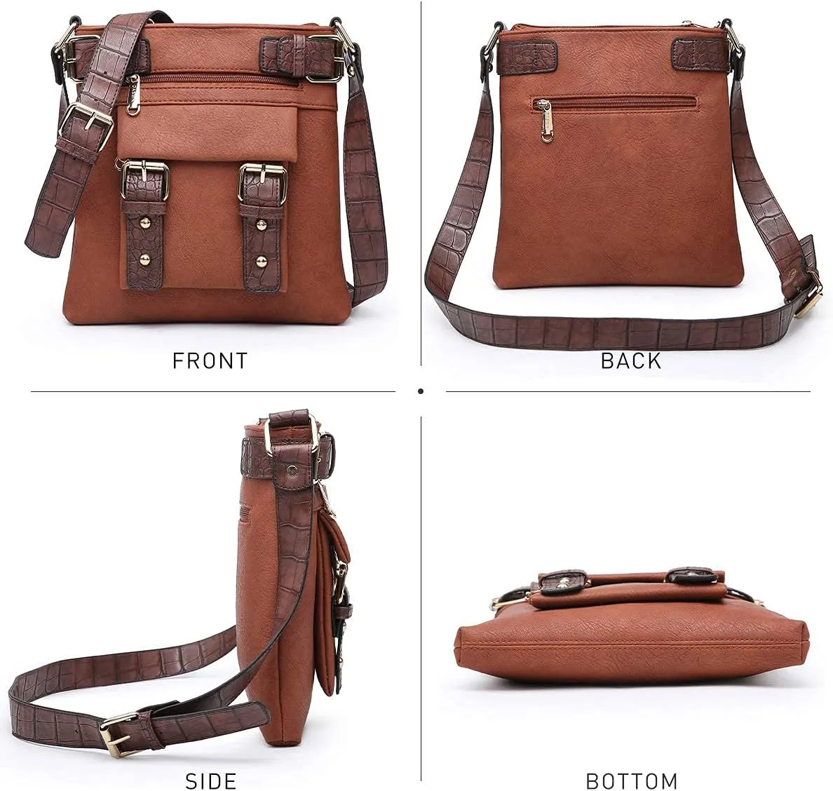 Dasein Women Lightweight Crossbody Bags Soft Vegan Leather Messenger Bag Shoulder Bag Travel Purse