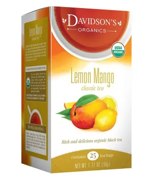 Davidson's Organics, Lemon Mango, 25-count Tea Bags, Pack of 6
