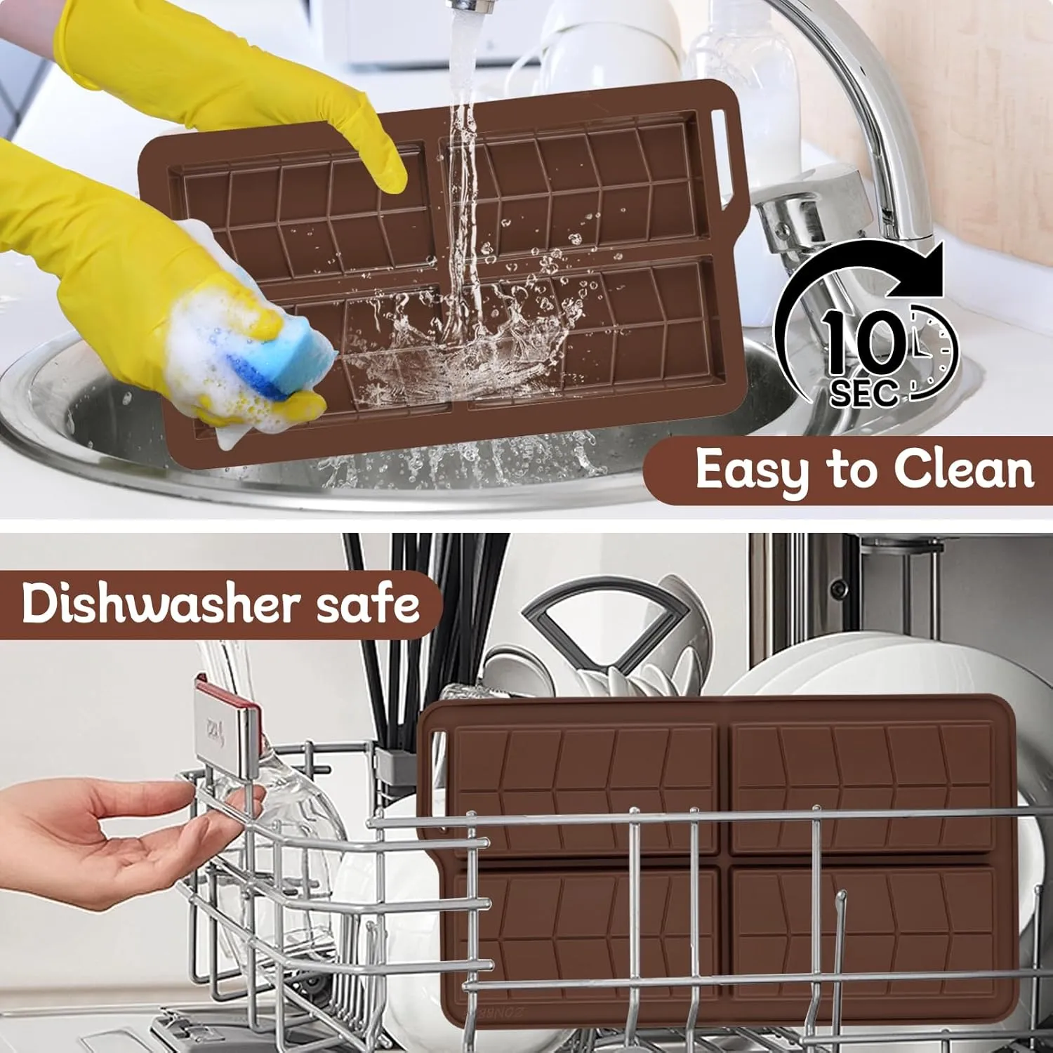 Deep Dubai Chocolate Bar Pistachio DIY Kit Molds Thick Silicone Molde,Large Moule Stuffed Candy Granola Chocolat Form Handmade Set Big with 100Pcs Clear Bags and 105Pcs Stickers and Scraper
