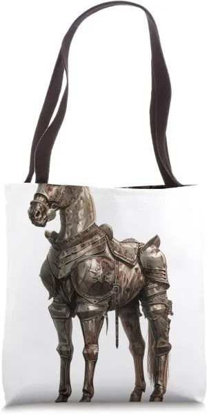 Detailed Medieval Armored Horse Art Tote Bag
