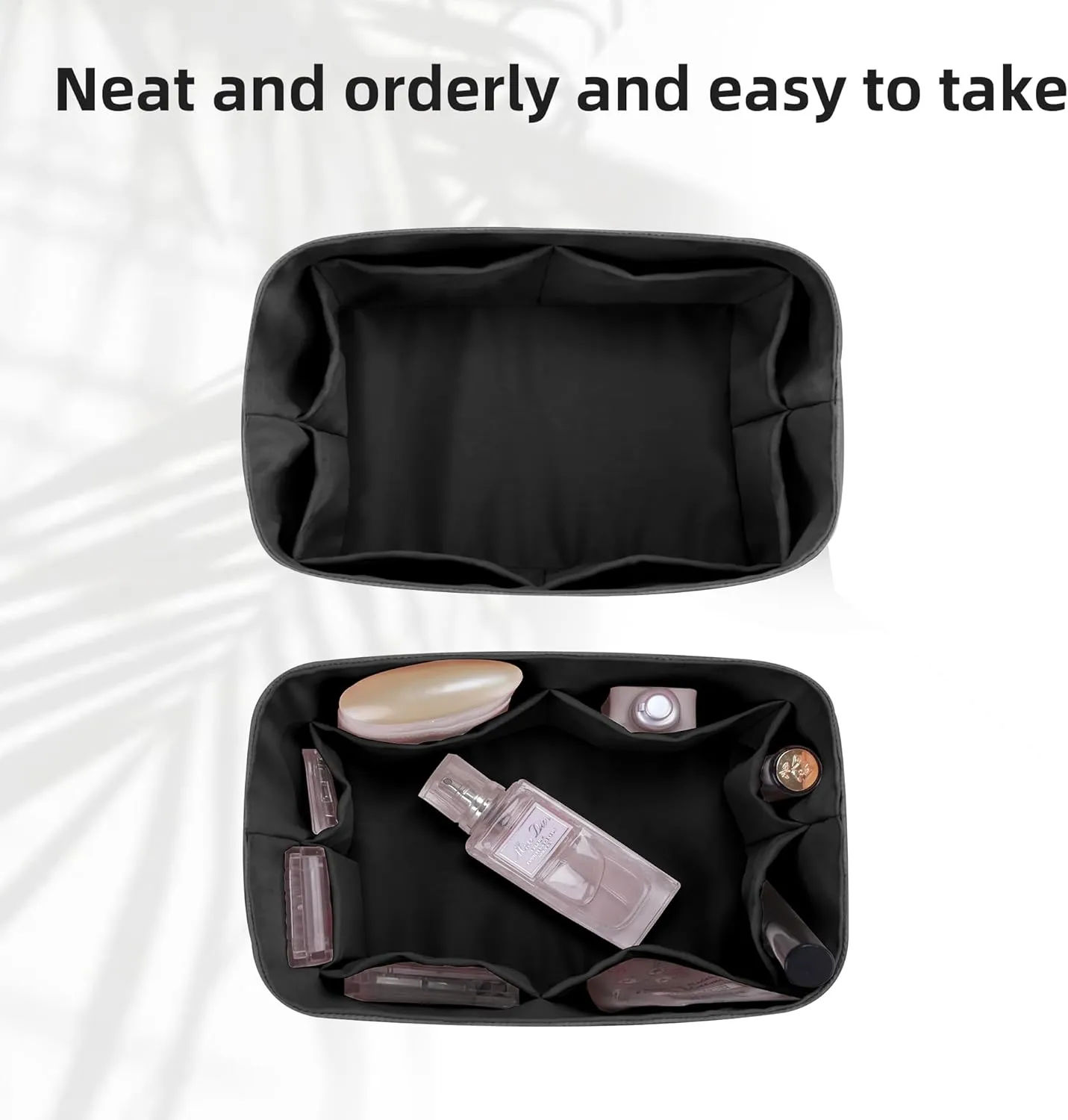 DGAZ Lightweight Purse Organizer Insert for Hermes Garden Party Bag,silk and DupontPaper handbag inner for Luxury Bags(Black,GP36)