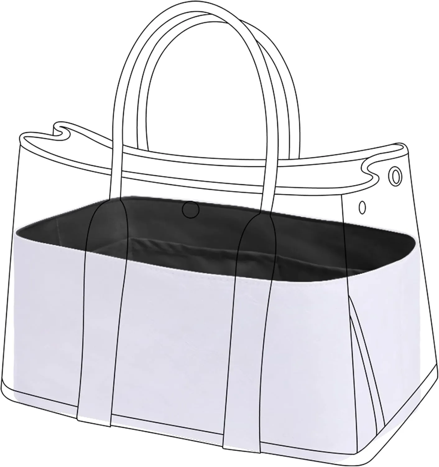 DGAZ Lightweight Purse Organizer Insert for Hermes Garden Party Bag,silk and DupontPaper handbag inner for Luxury Bags(Black,GP36)