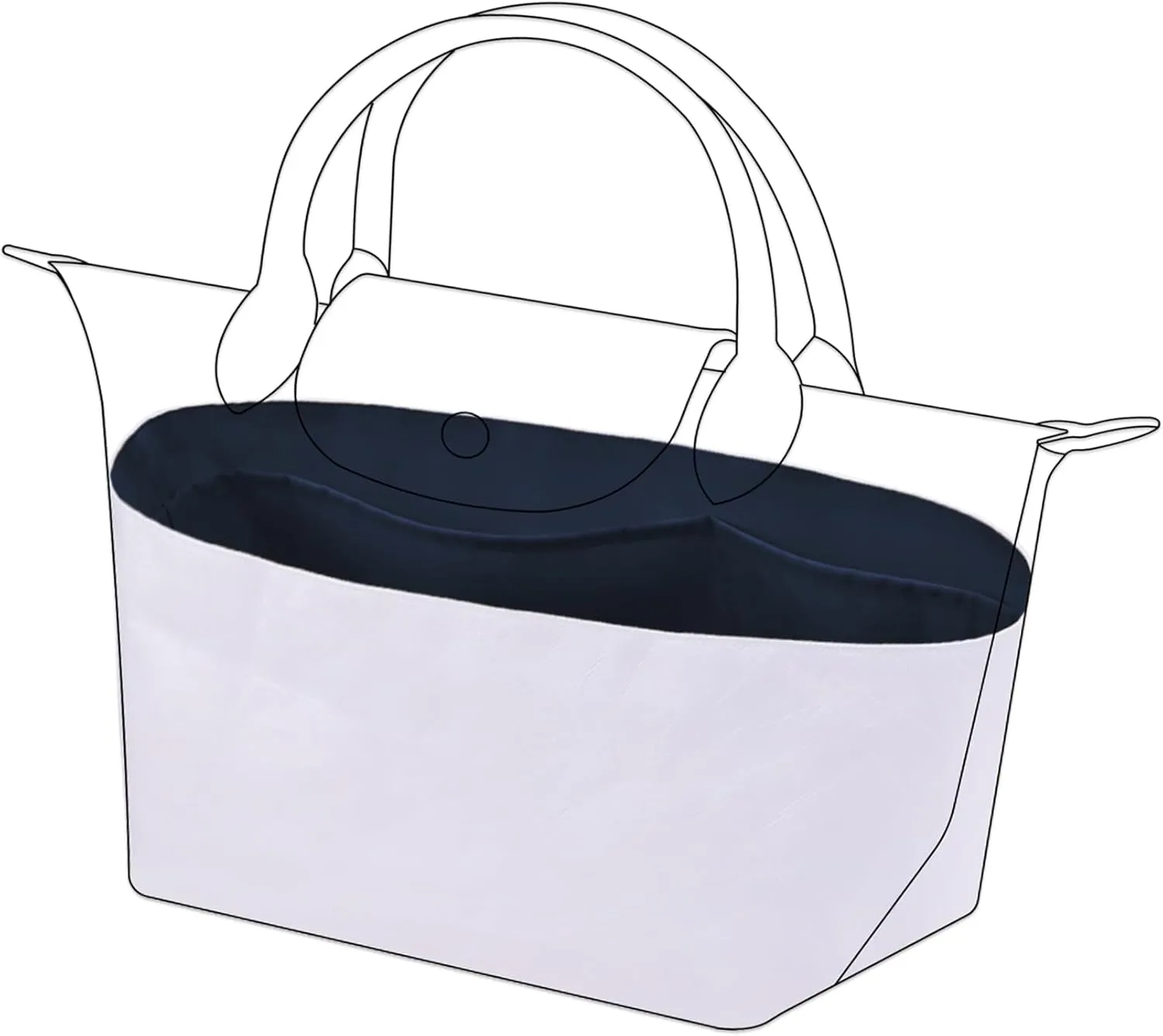 DGAZ Lightweight Purse Organizer Insert for Longchamp Le Pliage Original Series Bag,silk and DupontPaper handbag inner for Luxury Bags(Blue nuit,LE PLIAGE L（Handle height: about 9 cm）)