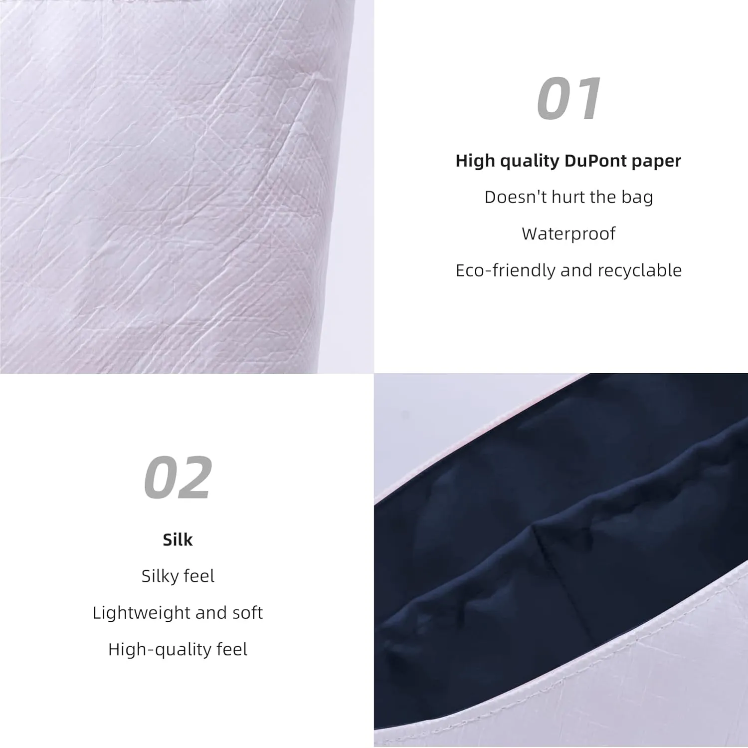 DGAZ Lightweight Purse Organizer Insert for Longchamp Le Pliage Original Series Bag,silk and DupontPaper handbag inner for Luxury Bags(Blue nuit,LE PLIAGE L（Handle height: about 9 cm）)