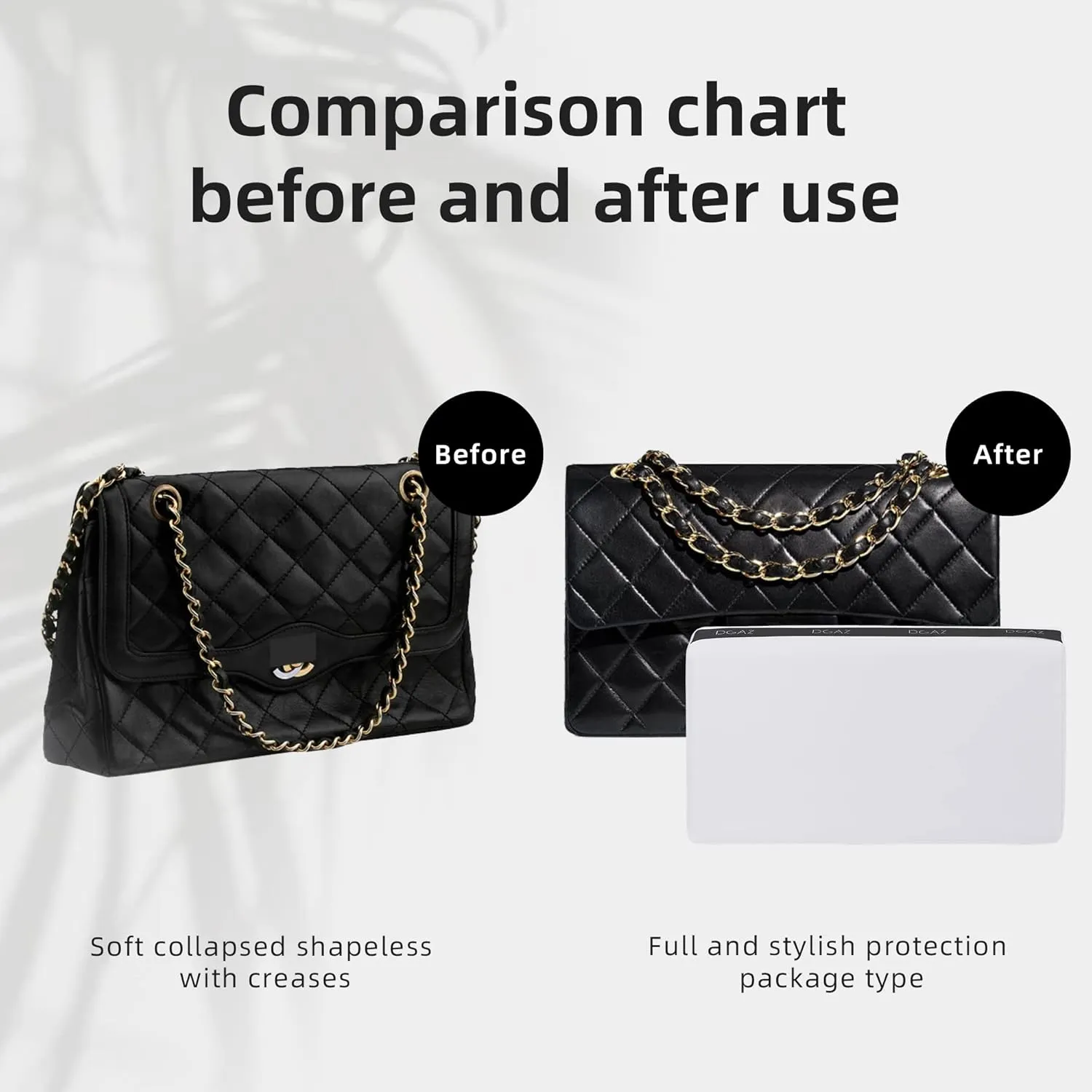 DGAZ Purse Pillow Shaper Insert for Chanel CF Bags, Silky Pillow Shaper for Luxury Handbags（White, Jumbo 30）