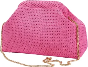 DIHKLCIO Summer Beach Woven Clutch Purses for Women 2025 Cloud Dumpling Pouch Purse Crossbody Bag Handbag Crochet Stripped