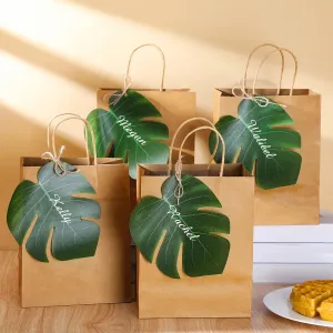 Dinifee 24 Set Bachelorette Gift Bags Bulk Luau Gift Bags with Palm Leaves Hawaiian Tropical Party Supplies Artificial Monstera Kraft Paper Bridesmaid Party Favors for Wedding Hawaiian