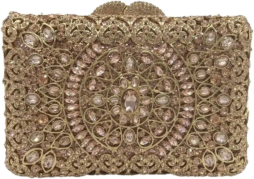DJBM Sparkly Rhinestone Evening Clutch Bag Shining Graceful Crystal Chain Wedding Purse for Women