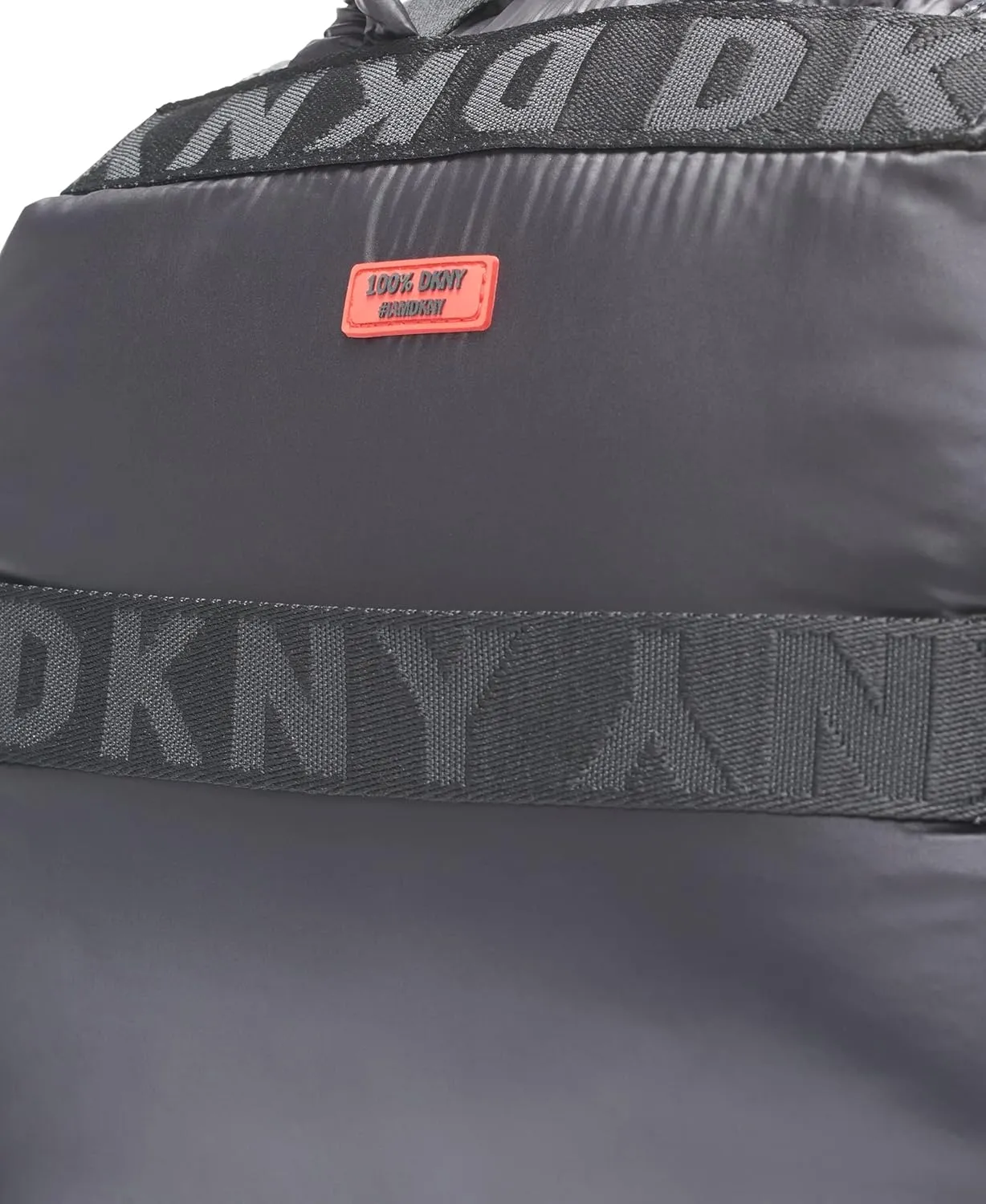 DKNY Women's Lightweight Foldover Backpack with Buckle Straps, Black, One Size
