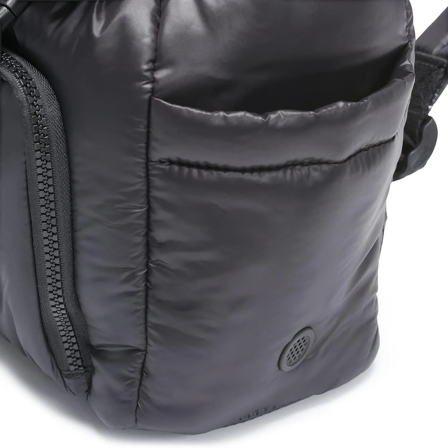 DKNY Women's Lightweight Foldover Backpack with Buckle Straps, Black, One Size