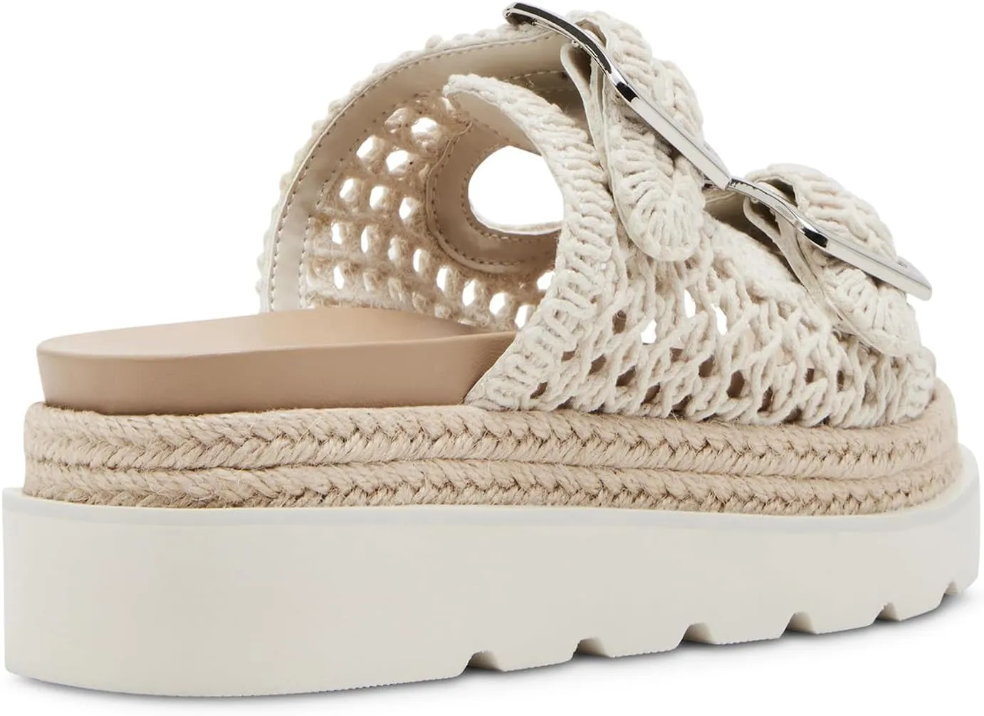 DOEYG Raffia Platform Wedges Sandals for Women Summer Beach Slide Sandals Comfortable Casual Woven Straw Crochet Open Toe Flatform Sandal