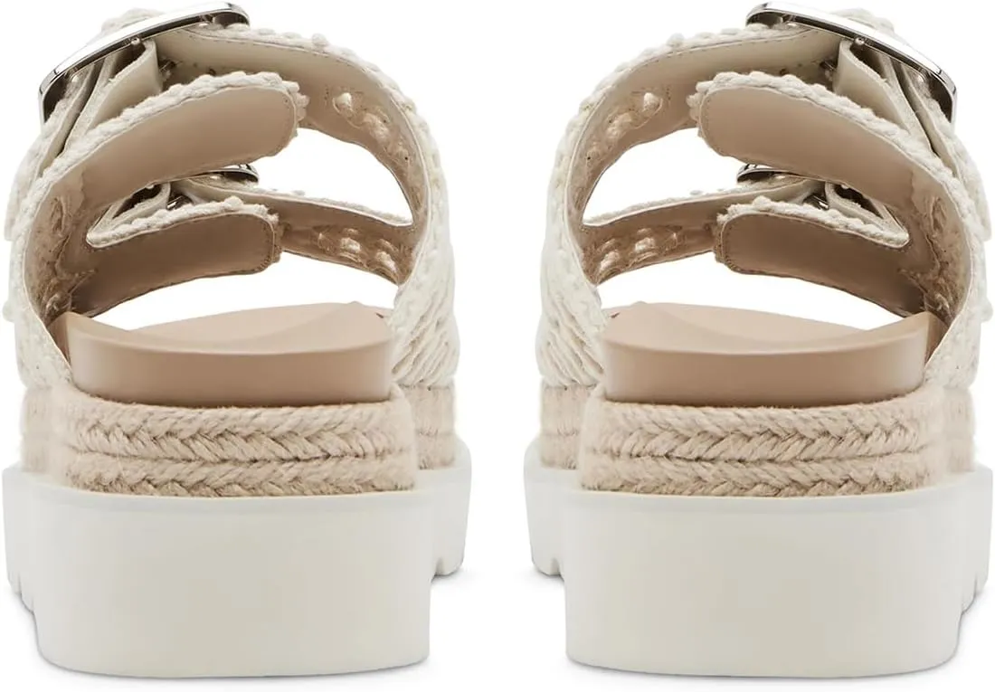 DOEYG Raffia Platform Wedges Sandals for Women Summer Beach Slide Sandals Comfortable Casual Woven Straw Crochet Open Toe Flatform Sandal