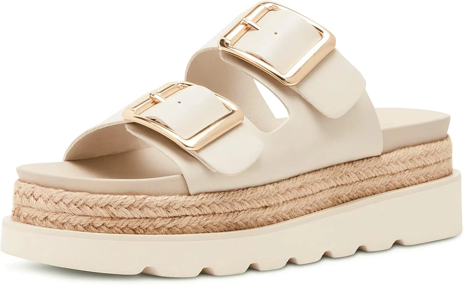 DOEYG Raffia Platform Wedges Sandals for Women Summer Beach Slide Sandals Comfortable Casual Woven Straw Crochet Open Toe Flatform Sandal