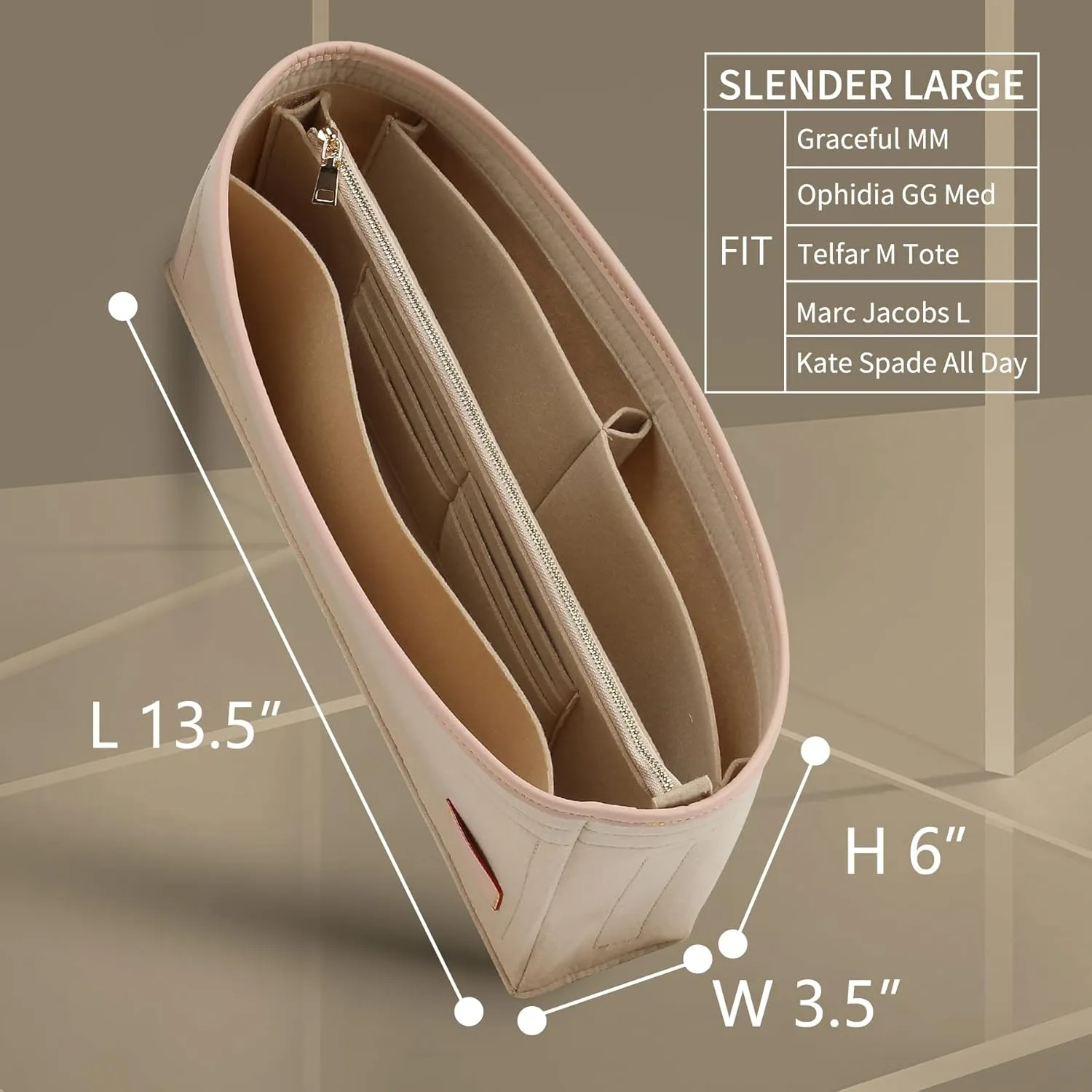 Doxo Purse Organizer Insert & Base Shaper, Felt Handbag & Tote Bag Fit LV Graceful MM More(Beige,SL)