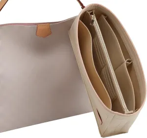 Doxo Purse Organizer Insert & Base Shaper, Felt Handbag & Tote Bag Fit LV Graceful MM More(Beige,SL)