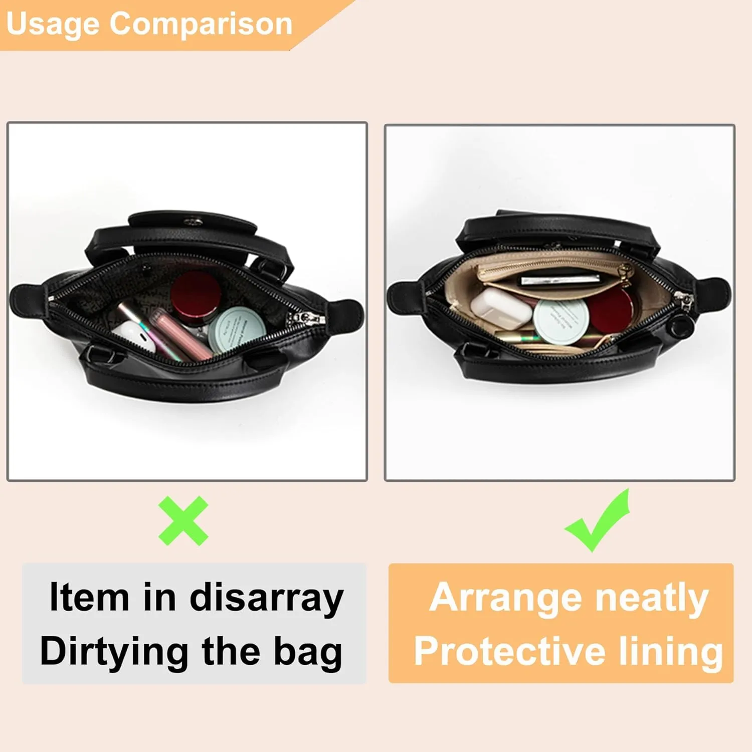 Doxo Purse Organizer Insert for Longchamp Mini/XS Handbags/Neverfull BB,Keeps Le pliage Mini Bags Neat And Shaped (XS/BB,Beige)