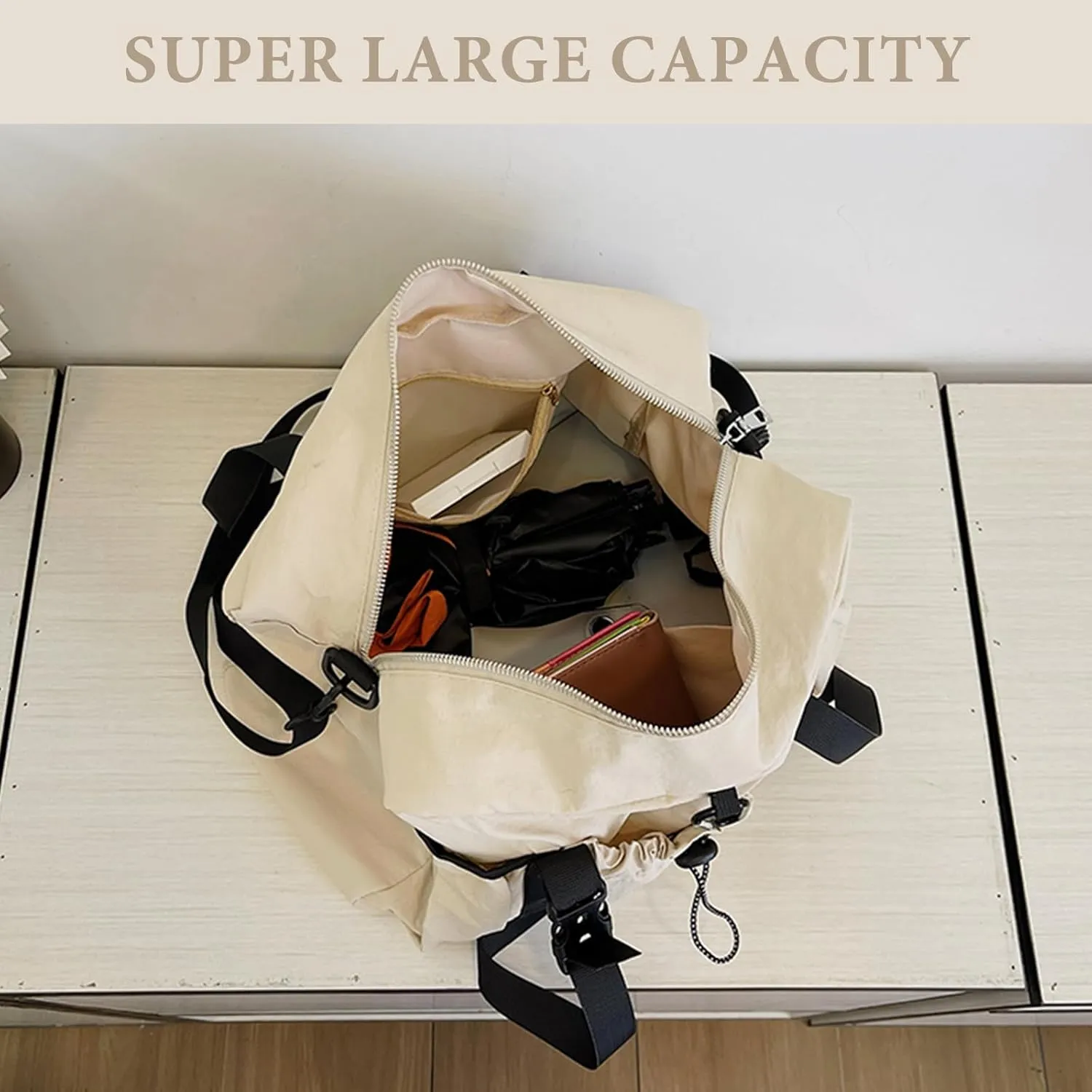 Drawstring Bucket Bag Nylon Crossbody Tote Bag Handbags for Women