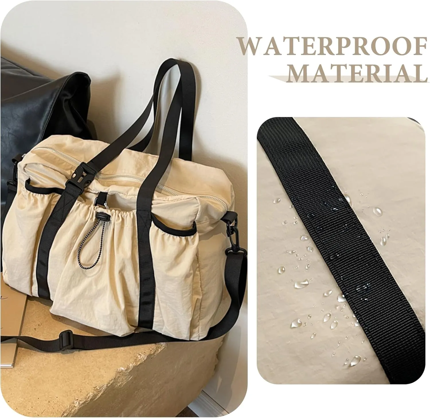 Drawstring Bucket Bag Nylon Crossbody Tote Bag Handbags for Women
