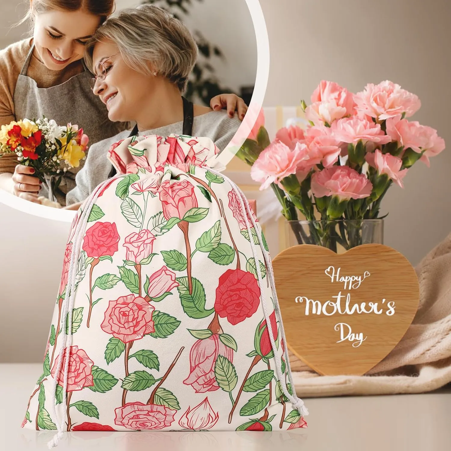 Drawstring Gift Bags,Extra Large 24"x 20" |Premium Canvas Storage Bags | Reusable Fabric | Perfect for Baby Showers,Birthday Parties | Rosy