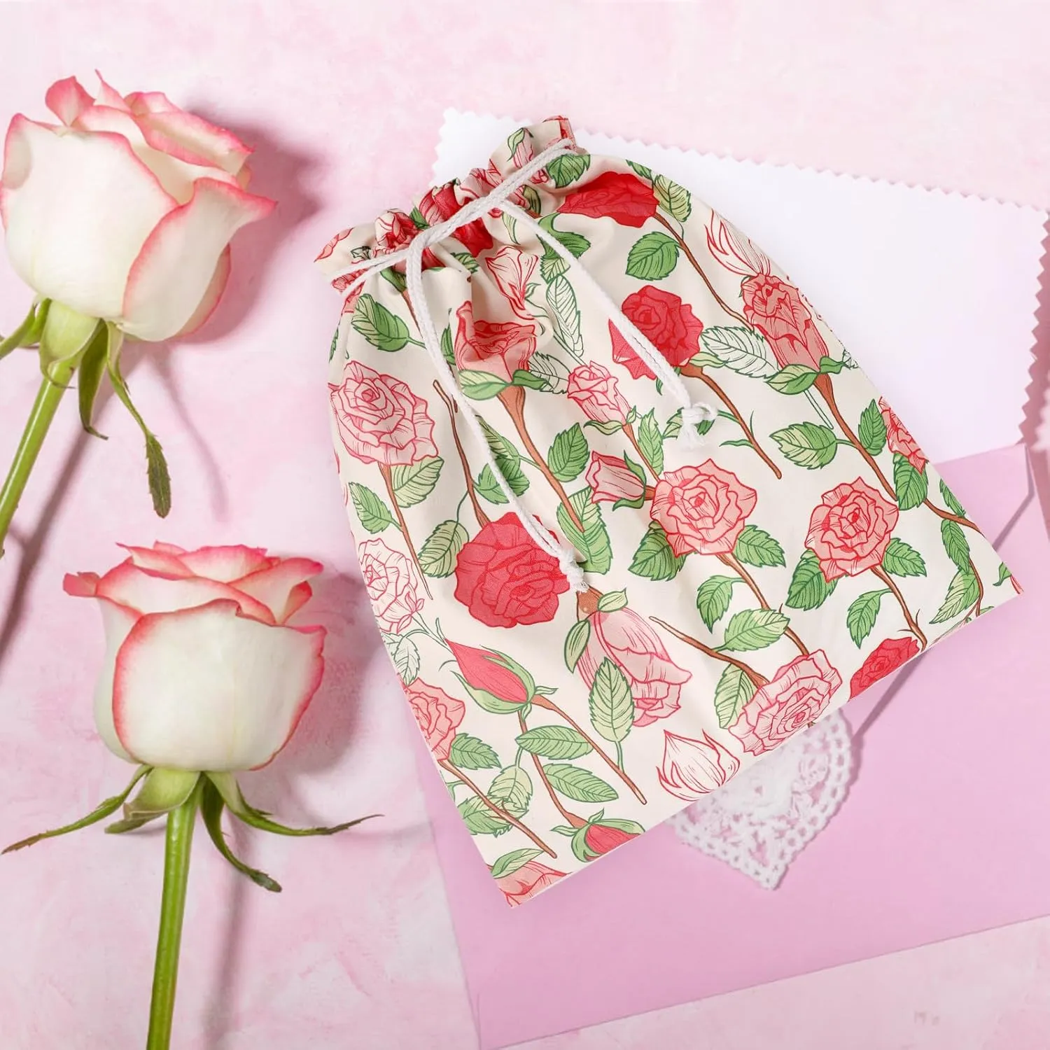 Drawstring Gift Bags,Extra Large 24"x 20" |Premium Canvas Storage Bags | Reusable Fabric | Perfect for Baby Showers,Birthday Parties | Rosy