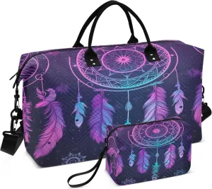 Dream Catcher Feather Travel Duffel Bag for Women Weekend Overnight Dag with Toiletry Bag, Luggage Bag for Travel, Sport, Gym